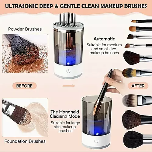 Electric Makeup Brush & Sponge Cleaner β Deep Clean & Dry in Seconds