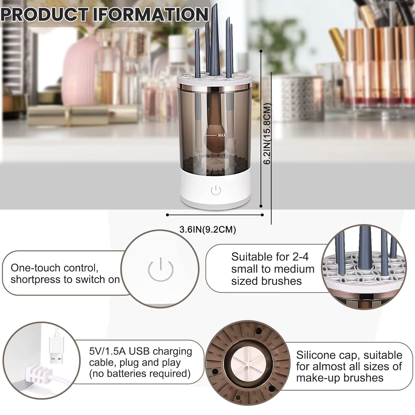 Electric Makeup Brush & Sponge Cleaner β Deep Clean & Dry in Seconds
