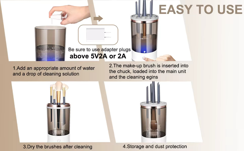 Electric Makeup Brush & Sponge Cleaner – Deep Clean & Dry in Seconds