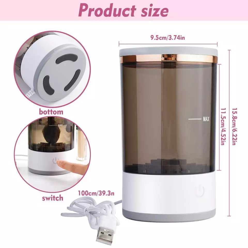 Electric Makeup Brush & Sponge Cleaner – Deep Clean & Dry in Seconds